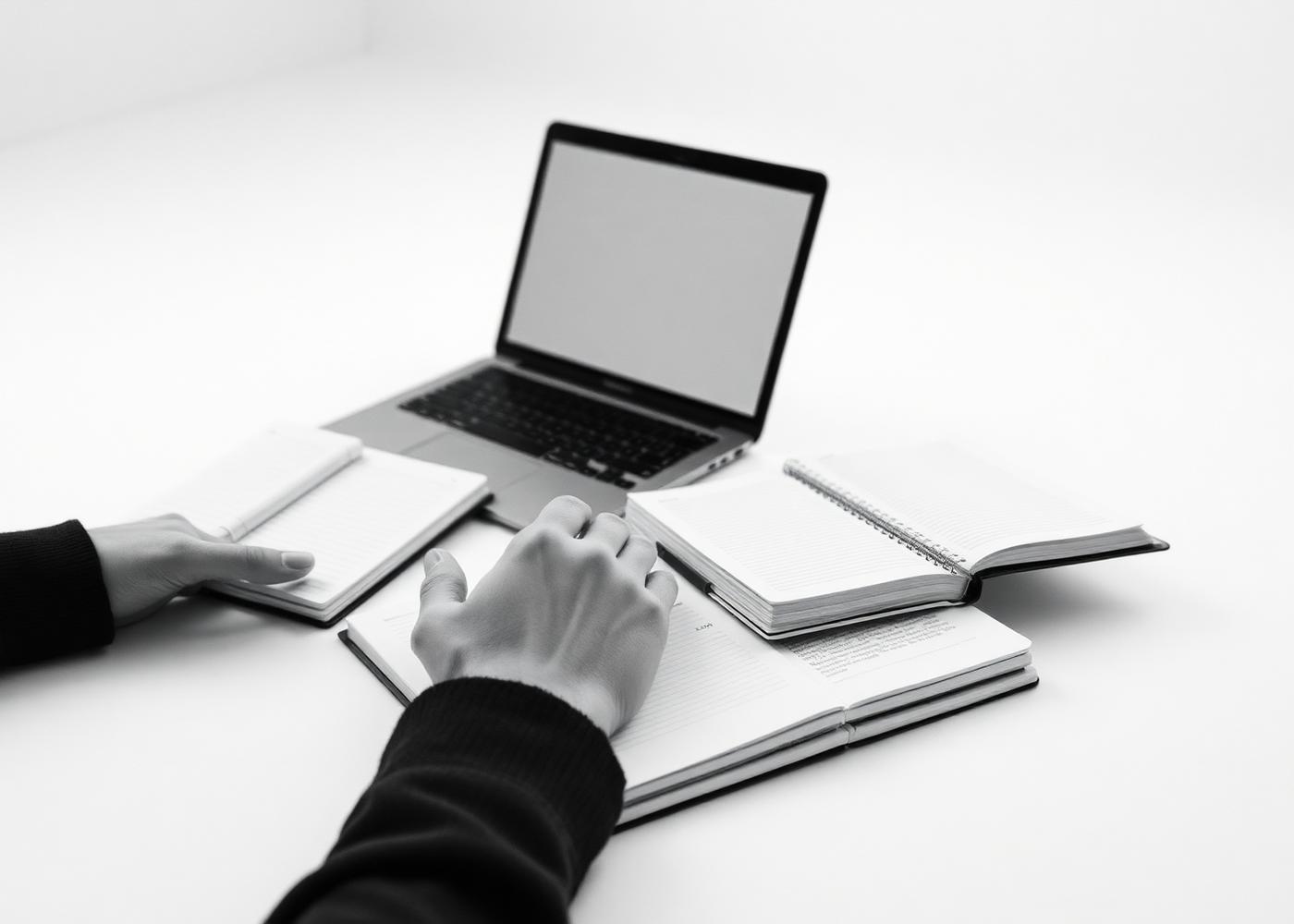 Two people collaborating over a laptop