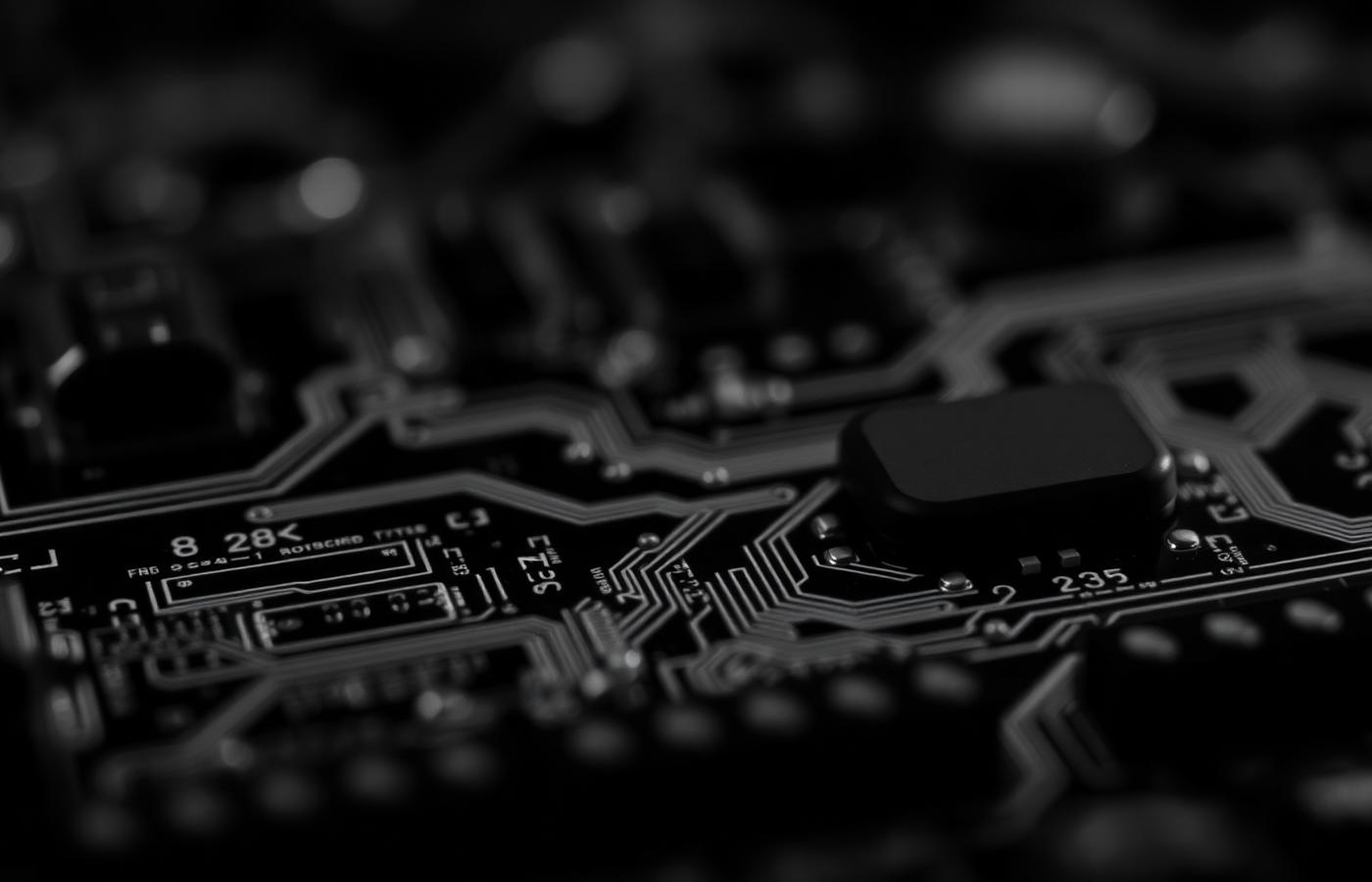 Macro view of a circuit board with soft light